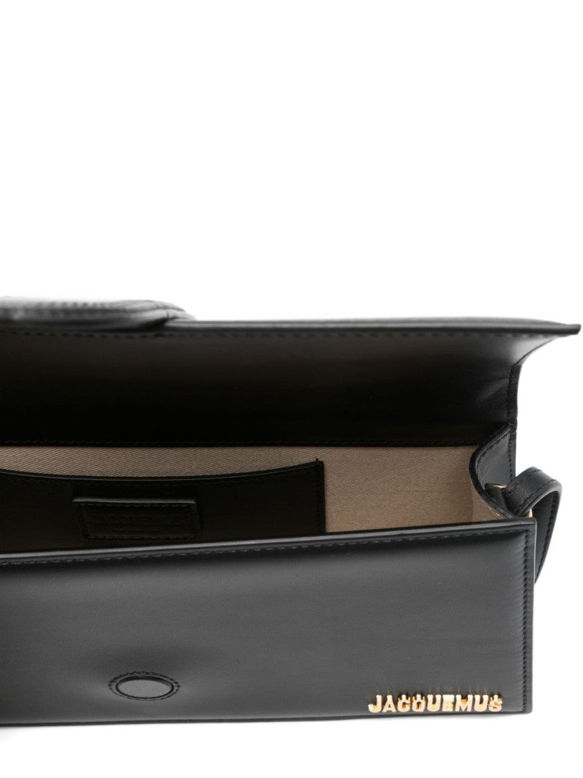 Jacquemus Black Rectangular Flap Silk Shoulder Bag