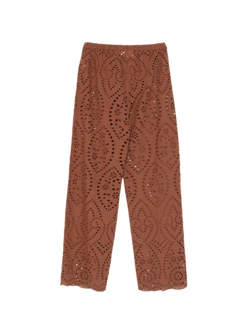 Mc2 Saint Barth Wide-Leg Pants With Intricate Eyelet Pattern