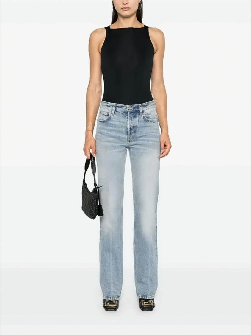 Saint Laurent Light Blue Vintage Denim Pants With Five-Pocket Design