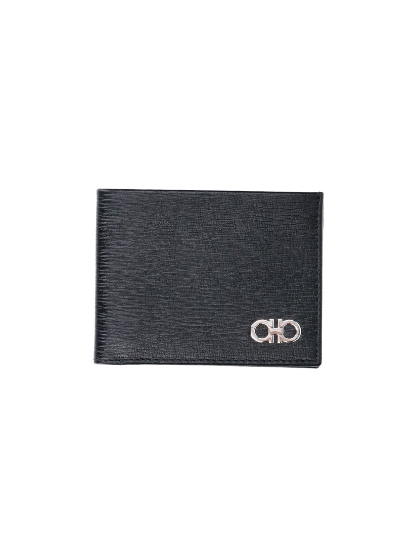 Ferragamo Black Gancini Leather Bi-Fold Wallet