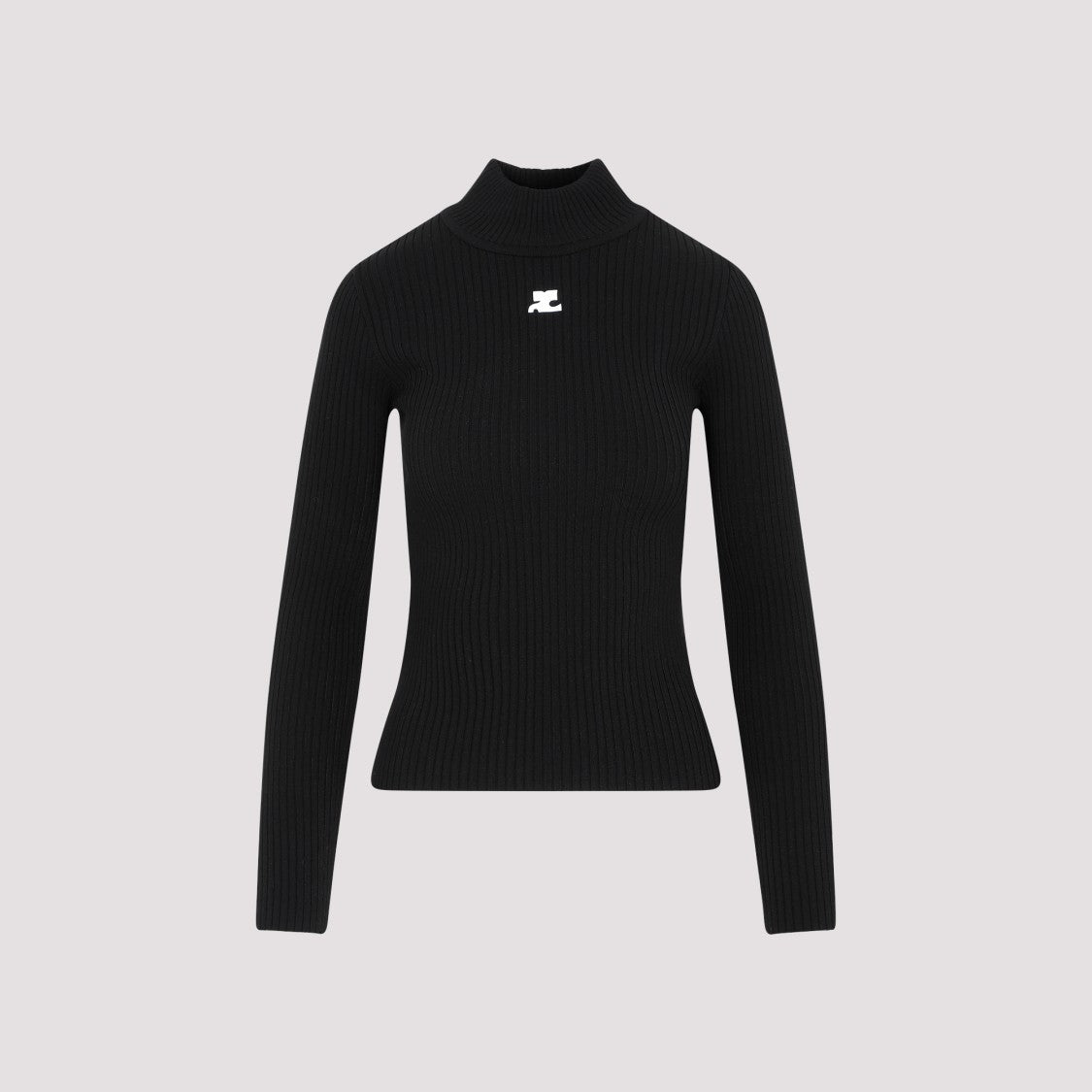 Courrèges Black Ribbed Jumper With Roll Neck