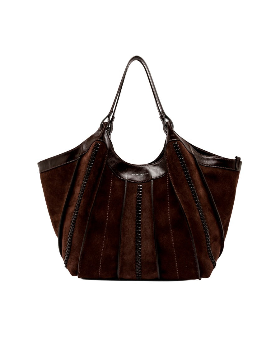 Gianni Chiarini Suede Leather Handbag With Hammered Leather Trims