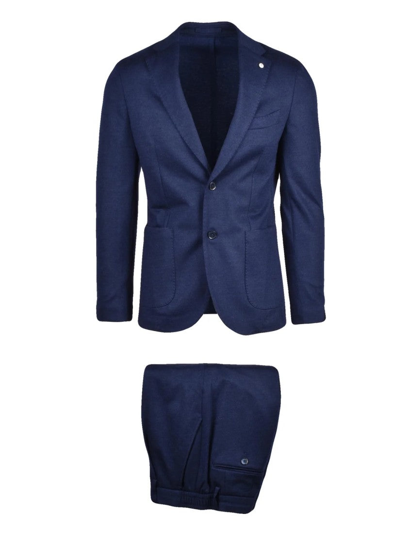 L.B.M. 1911 Blue Virgin Wool Pleated Formal Suit