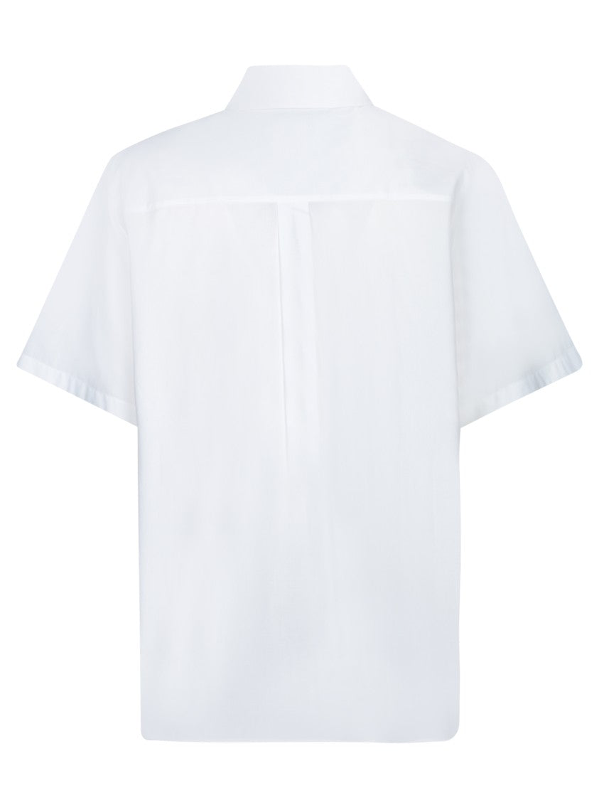Incotex Textured White Shirt With Fringe Detailed Pocket
