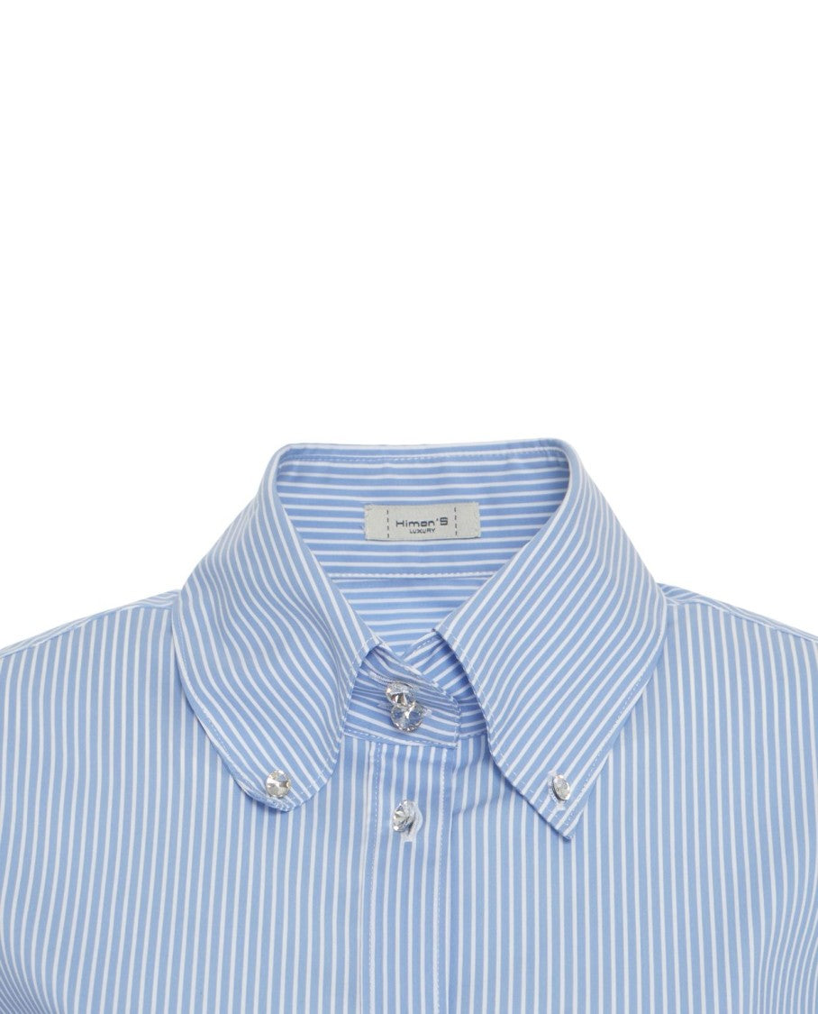 Himon's Fitted Striped Blouse With Collar