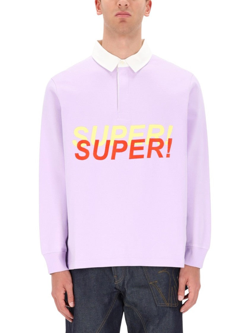 J. W. Anderson Super Super Lilac Graphic Long-Sleeve Polo Shirt