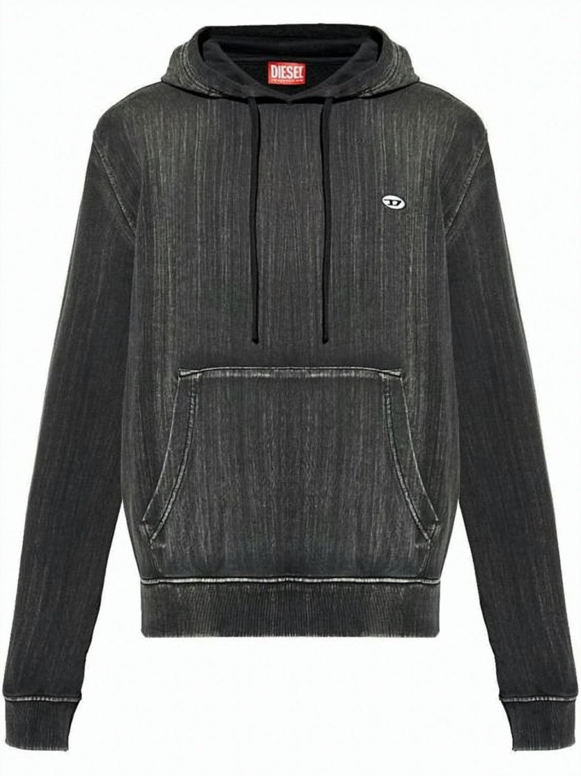 Diesel Relaxed Fit Textured Hoodie With Classic Kangaroo Pocket