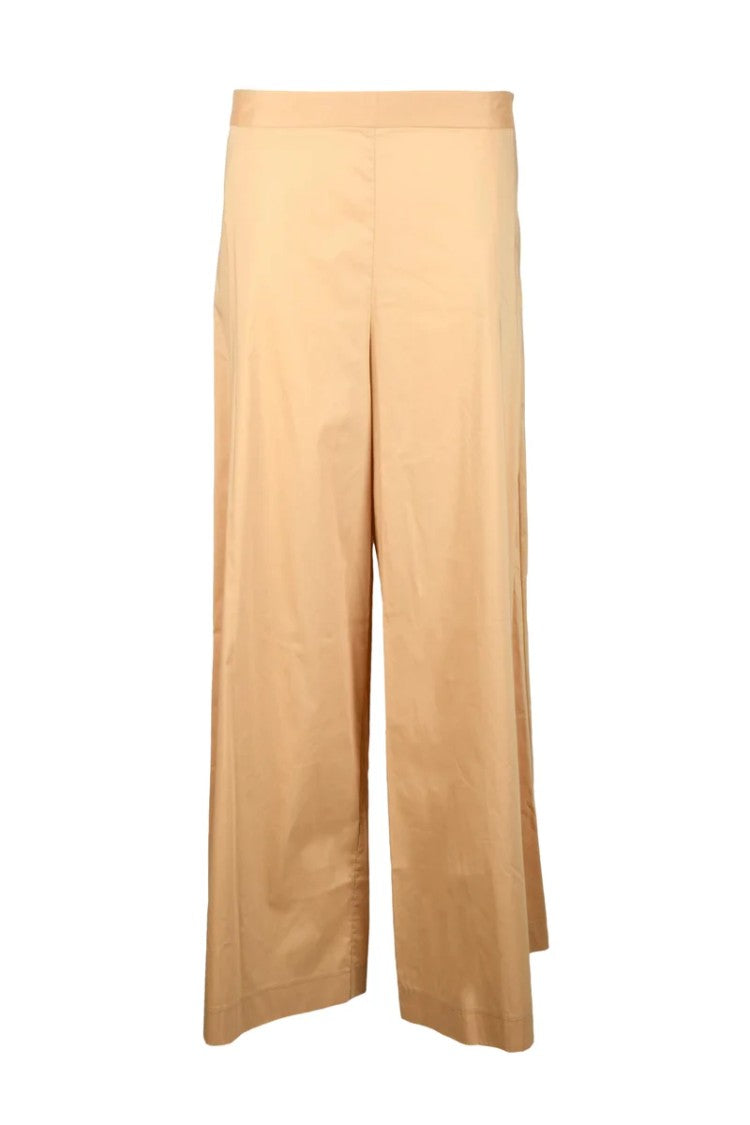 Liviana Conti Cropped Wide-Leg Trousers With Smooth Waistband And Subtle Pleats