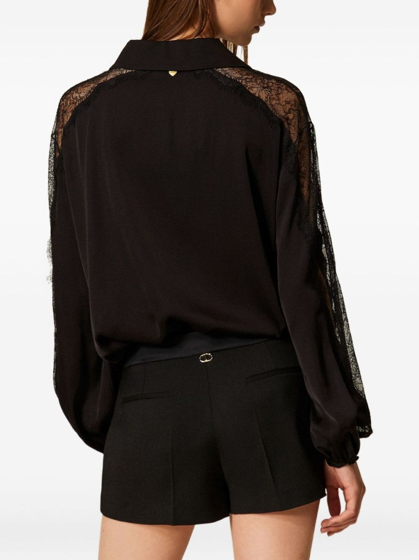 Twinset U&B Tailored Black Shirt With Standard Collar And Timeless Design