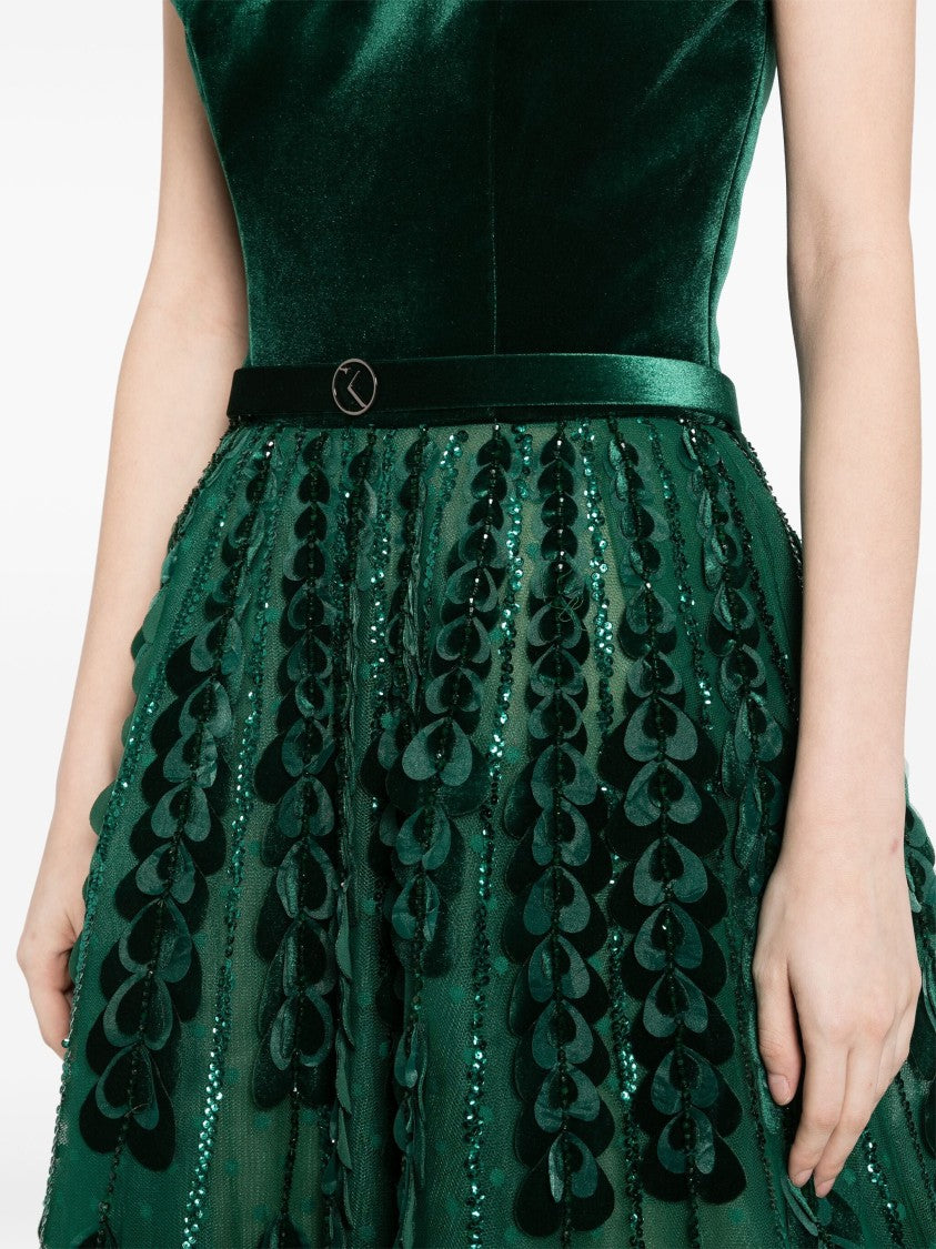 Saiid Kobeisy Beaded Tulle Skirt With Velvet Bodysuit