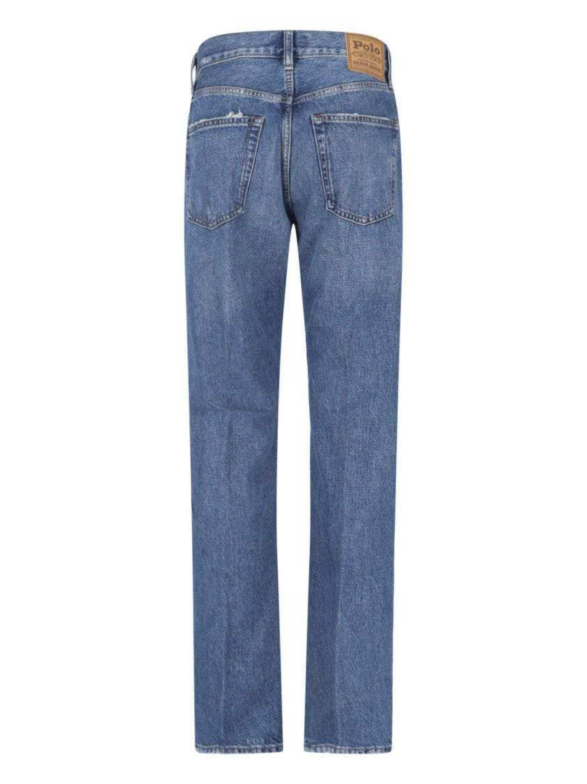 Polo Ralph Lauren Blue High-Waisted Distressed Denim Jeans