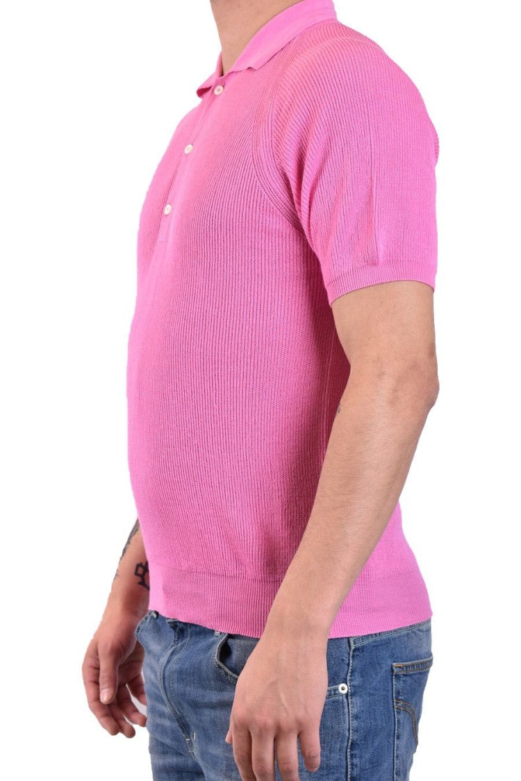Laneus Textured Knit Polo Shirt Classic Collar
