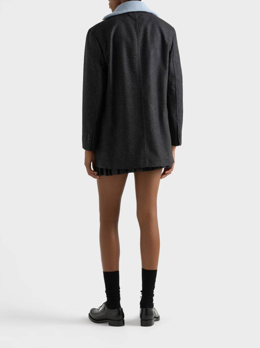 Prada Tailored Black Blazer With Oversized Fit And Notched Lapel