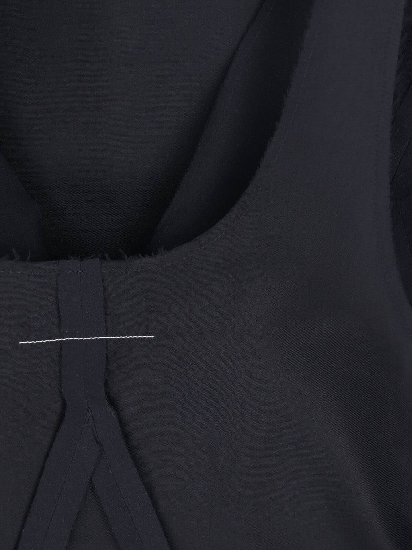 Mm6 By Maison Margiela Black Geometric Raw-Cut Midi Dress