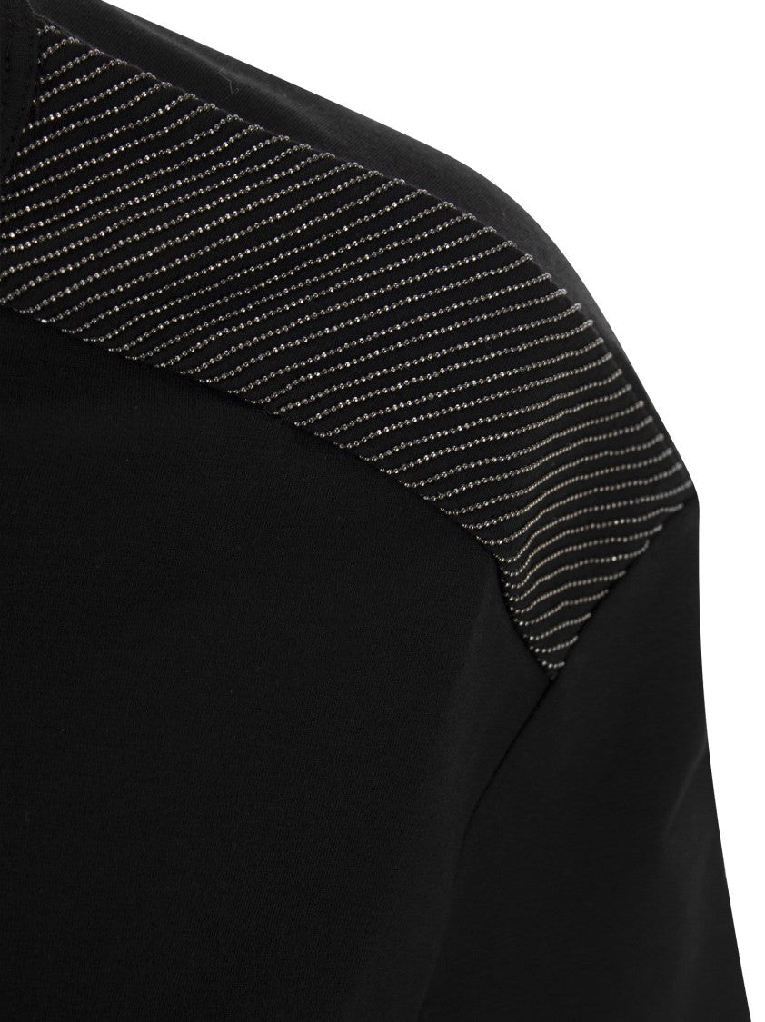 Brunello Cucinelli Stretch Cotton Jersey T-Shirt With Shiny Shoulders