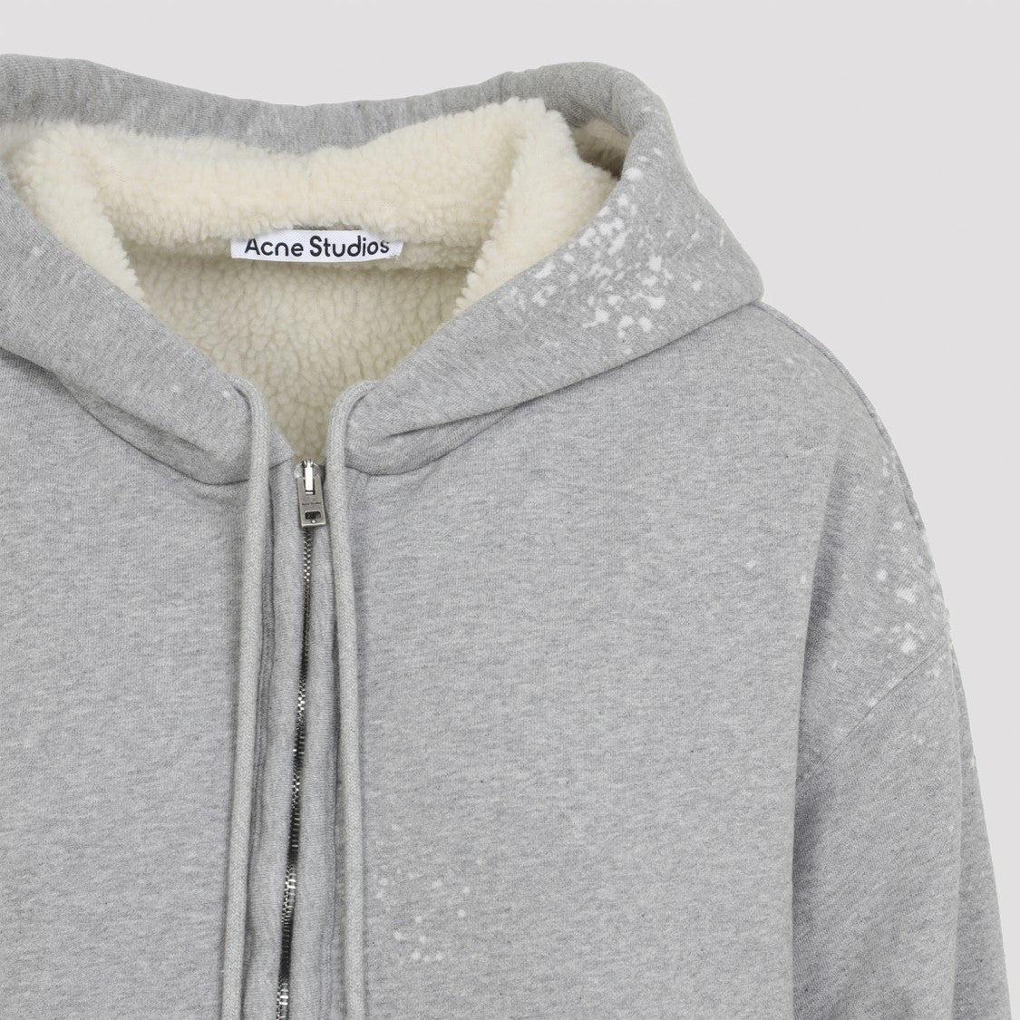 Acne Studios Zip-Up Hoodie With Plush Lining And Subtle Splatter Detail