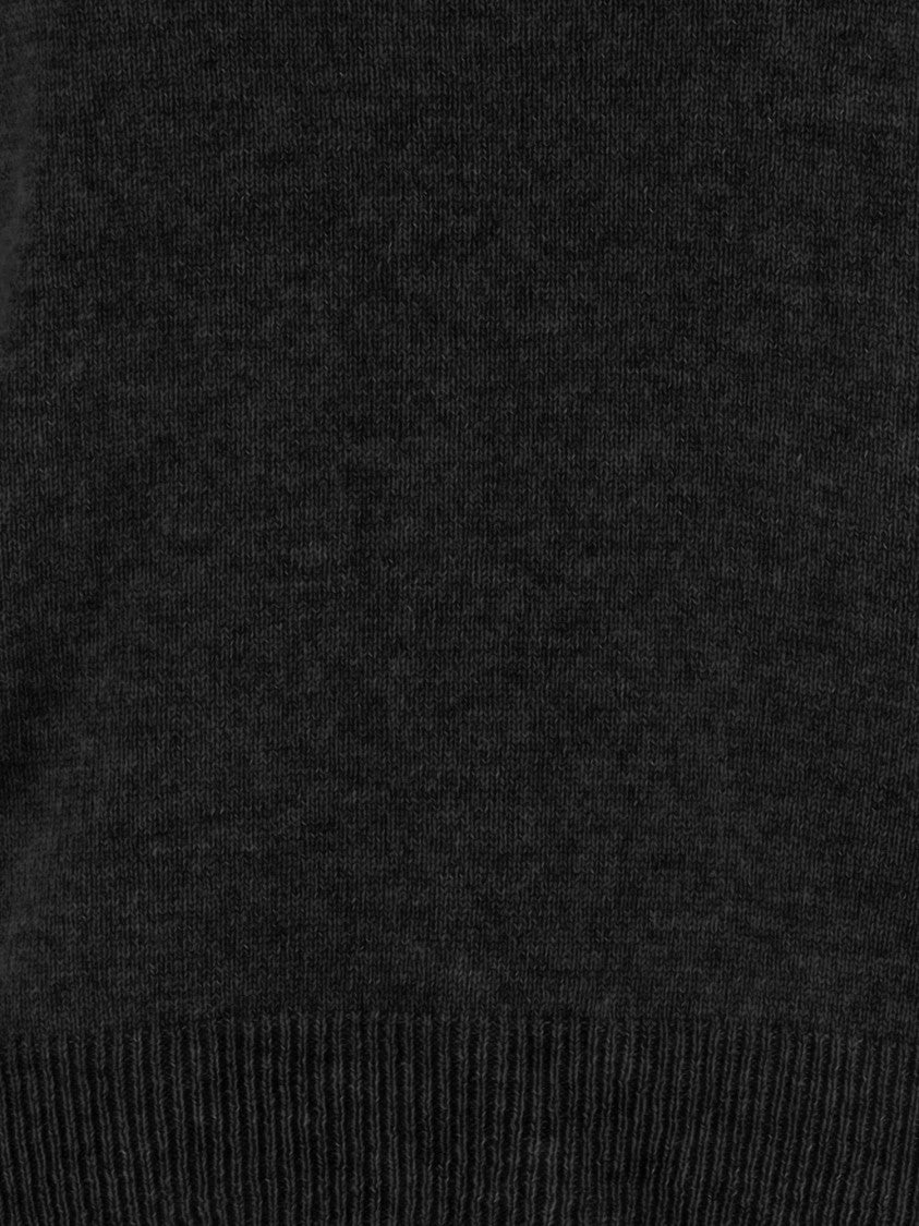 Allude Black Ribbed Crewneck Cashmere Sweater