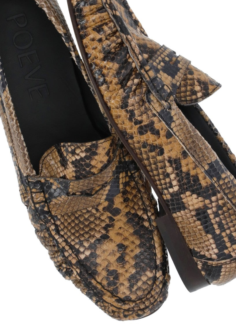 Poeve Brown Woven Mask Leather Loafers