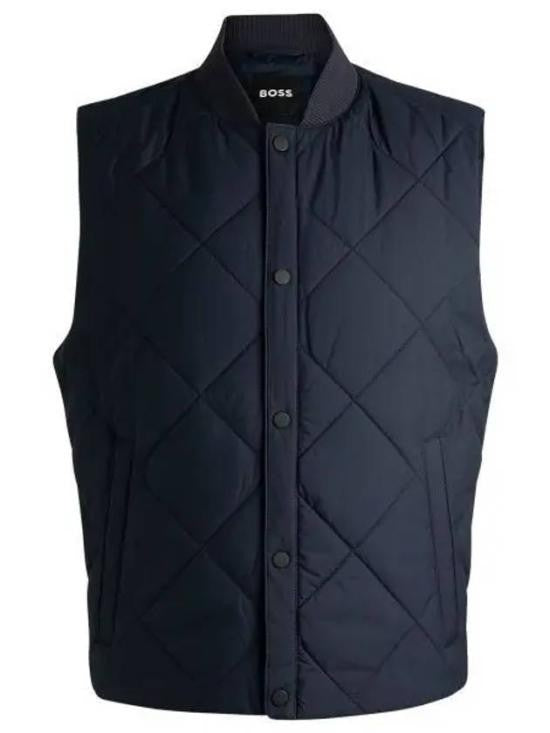 Hugo Boss Quilted Sleeveless Vest With Ribbed Collar And Minimalist Design