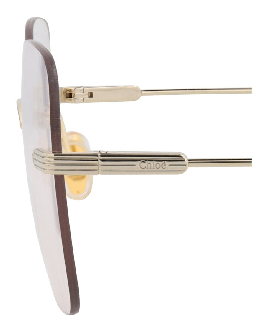 Chloé Square-Frame Metal Sunglasses