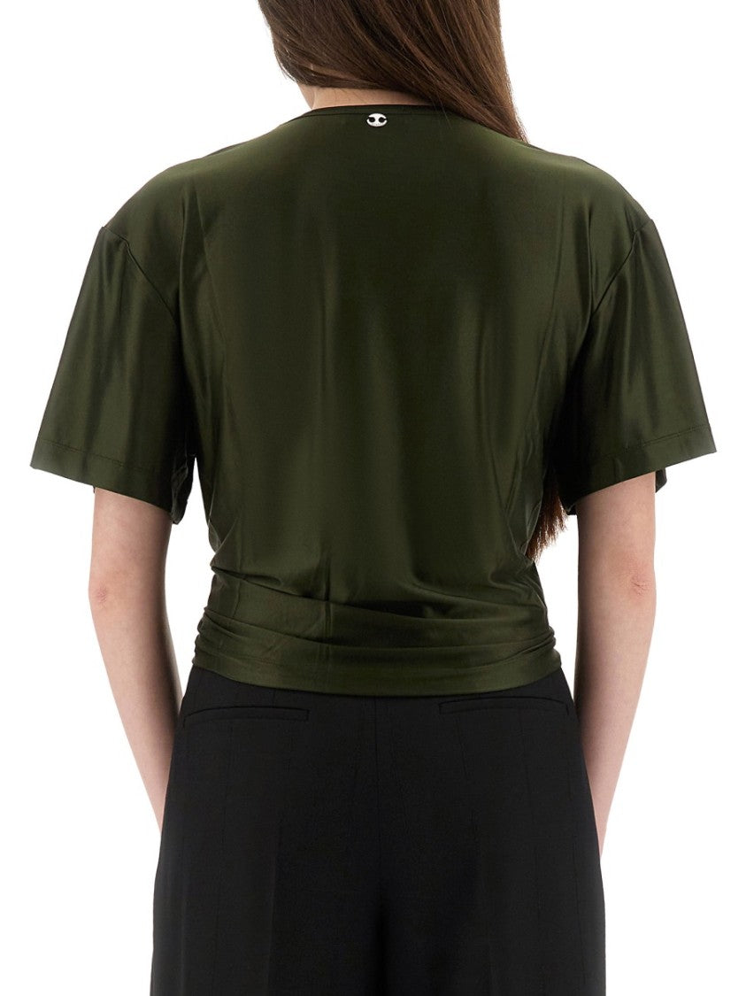 Rabanne Cropped T-Shirt With Knotted Front Detail