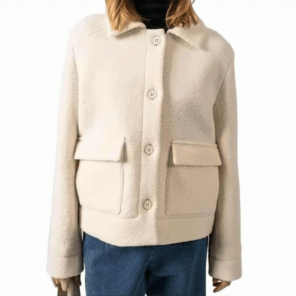 Saint James Textured Wool Jacket With Classic Collar
