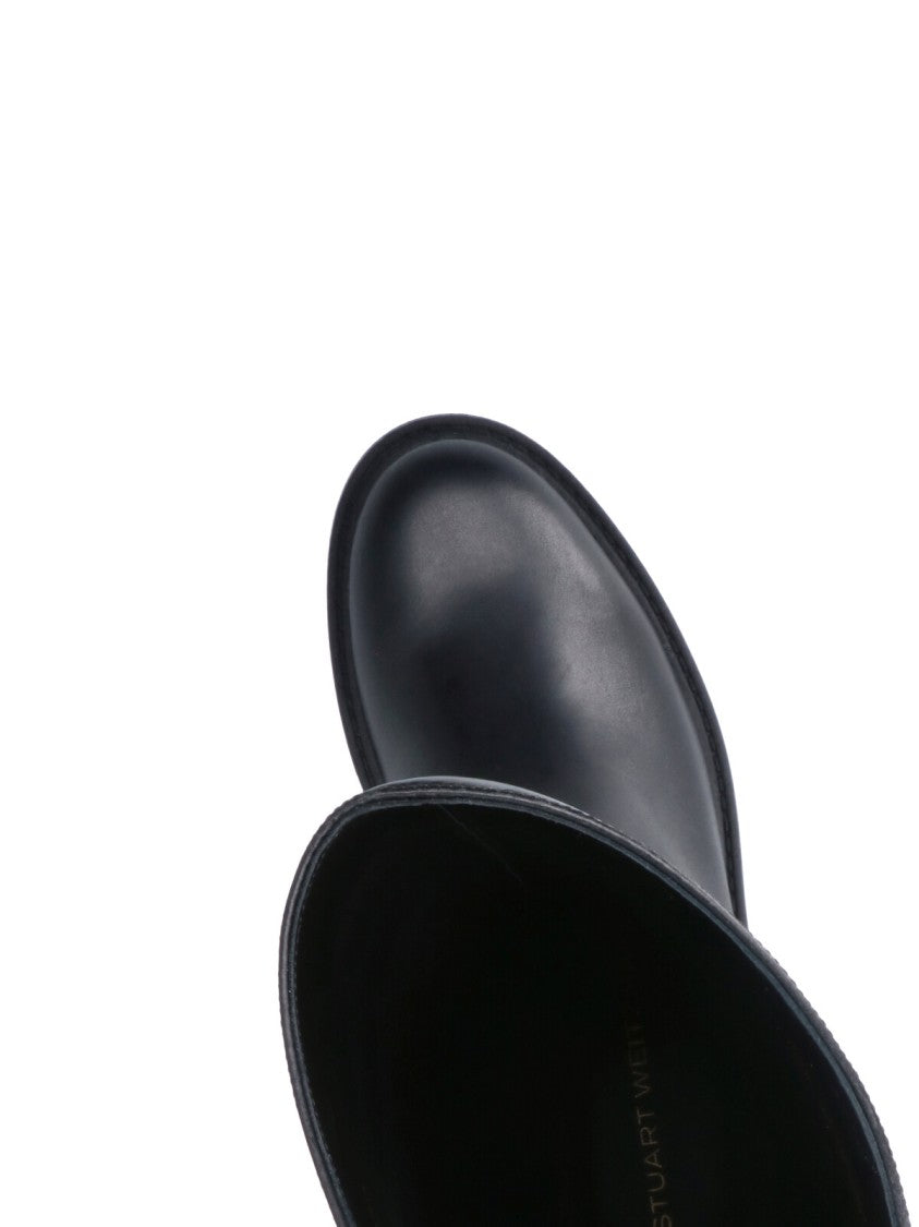 Stuart Weitzman Black Celia Calfskin Slip-On Boots