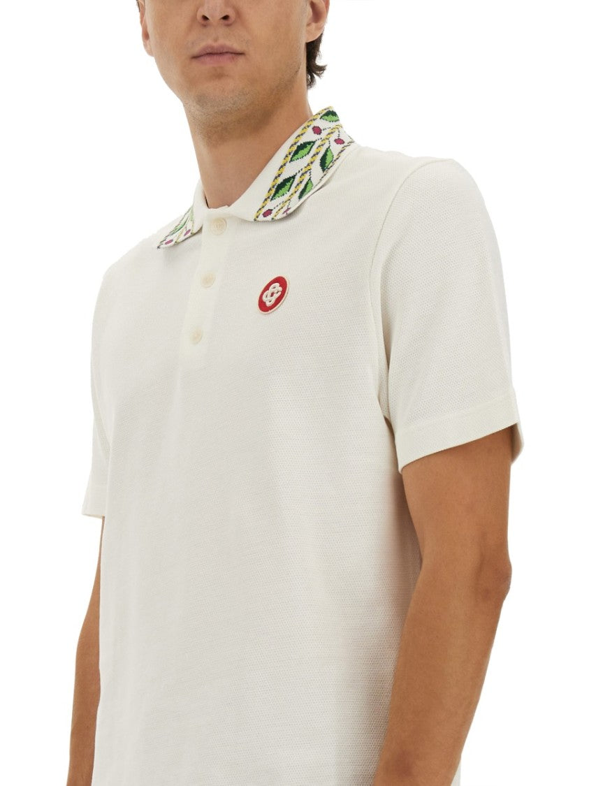 Casablanca "Classic Laurel" Pique Polo Shirt