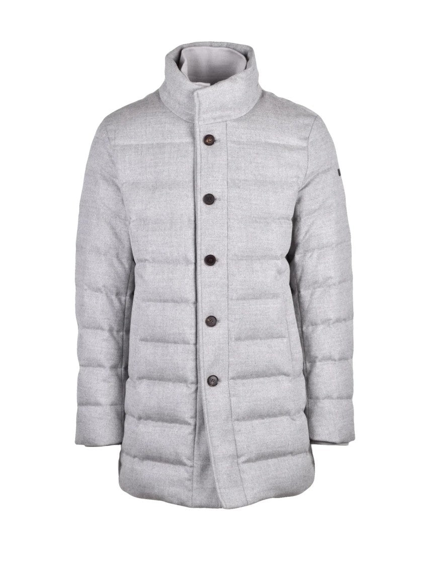 Duno Grey Quilted Orlando Prato Wool-Blend Down Jacket