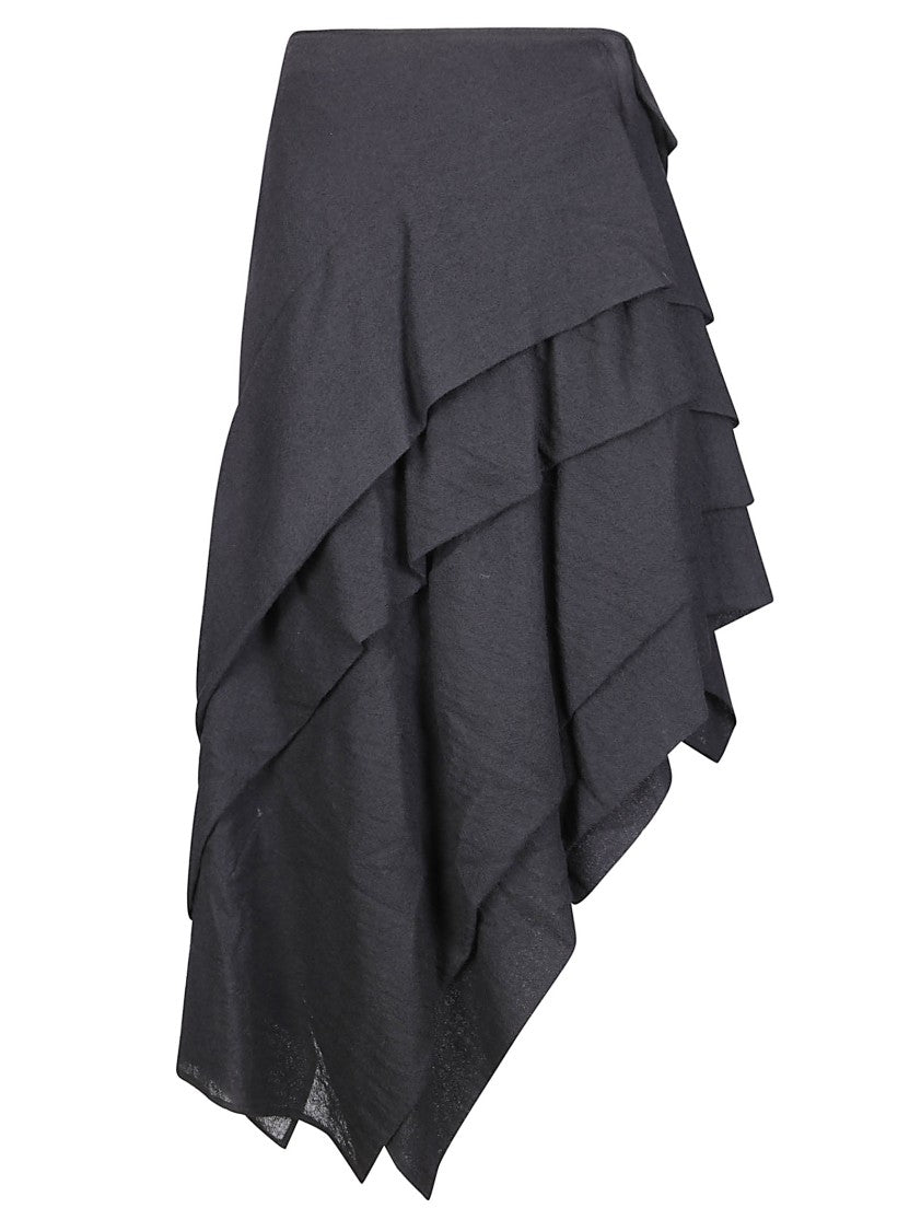 Yohji Yamamoto Tucked Stitch Design Wool Skirt