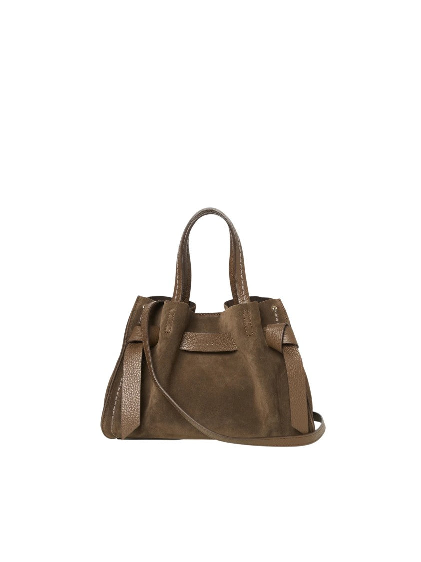 Visona` Camoscio Brown Suede Handbag