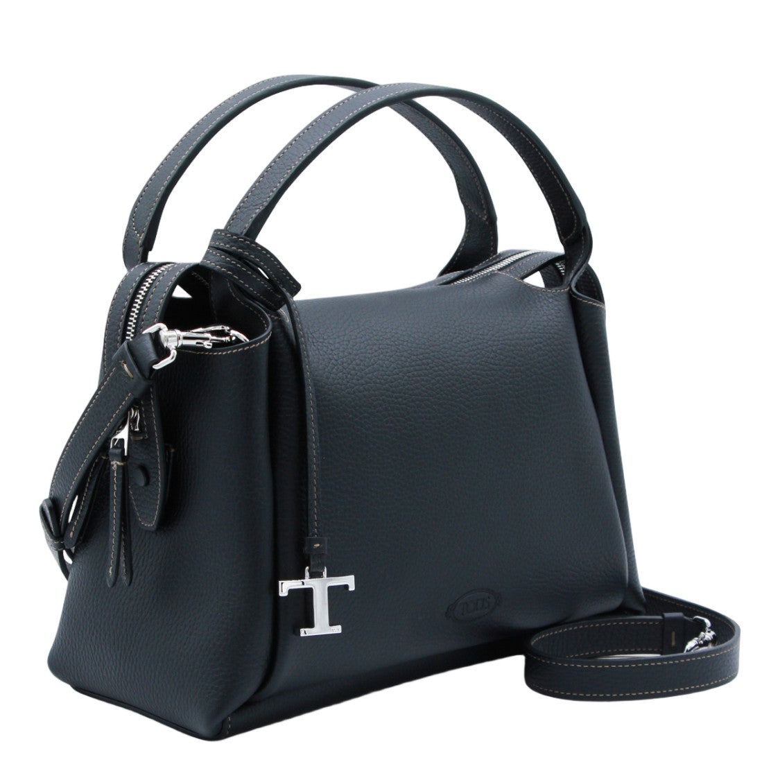 Tod's Structured Black Handbag With Design