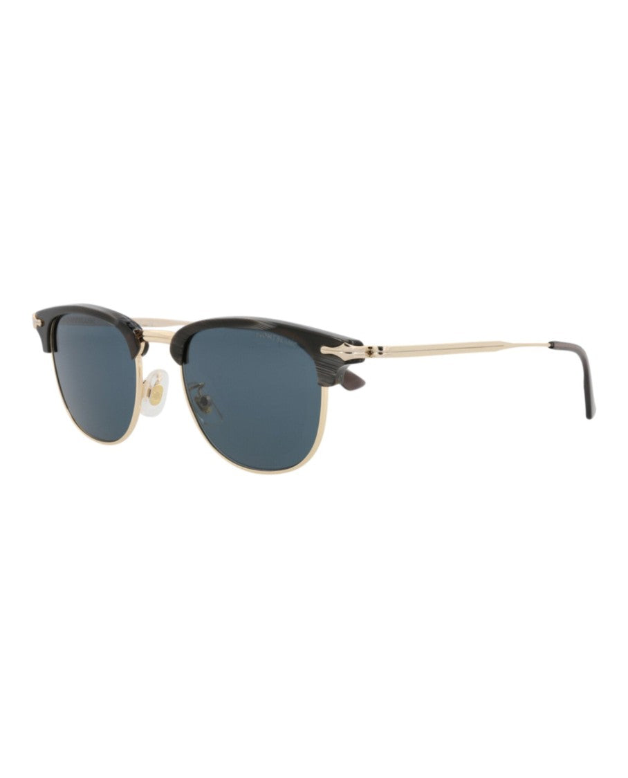 Montblanc Square-Frame Metal Sunglasses With Gold-Tone Finish And Black Accents
