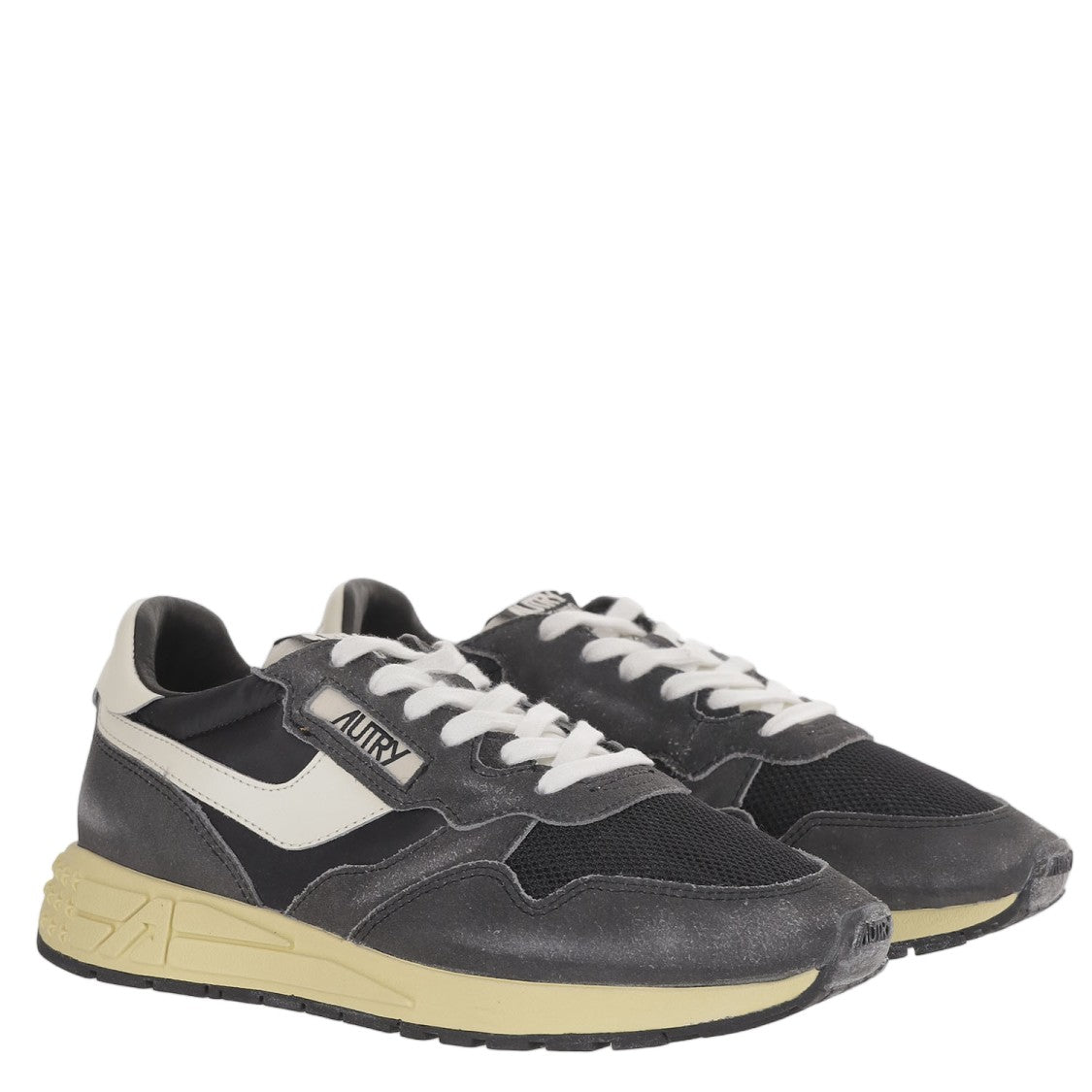Autry Leather And Mesh Sneakers With Vintage Touch
