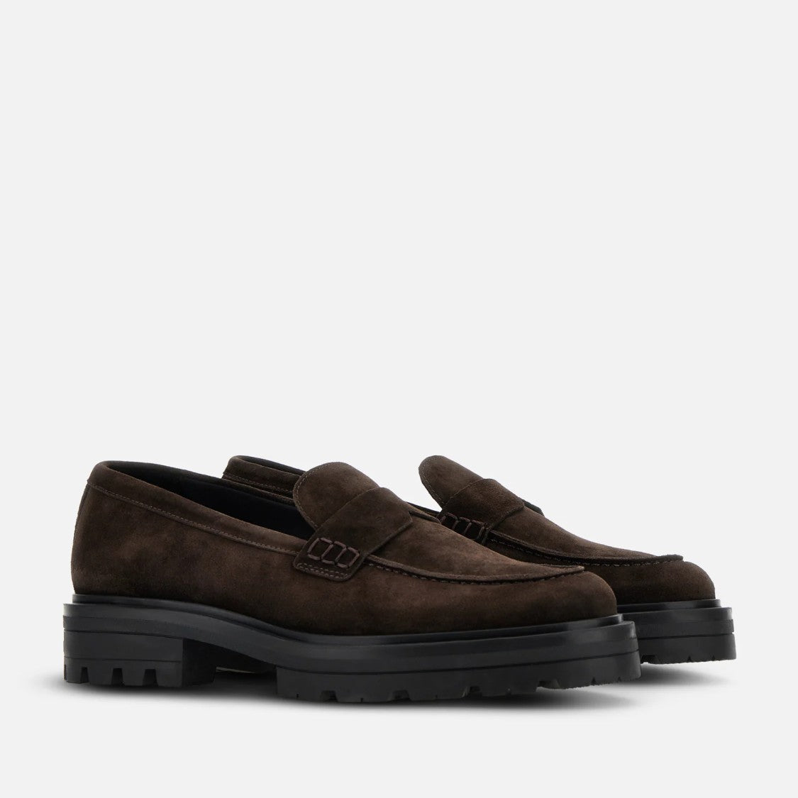 Hogan Elegant Brown Suede Moccasins With Rubber Sole