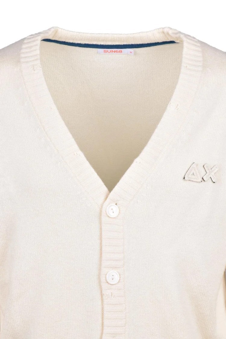 Sun68 Cream Distressed Cardigan