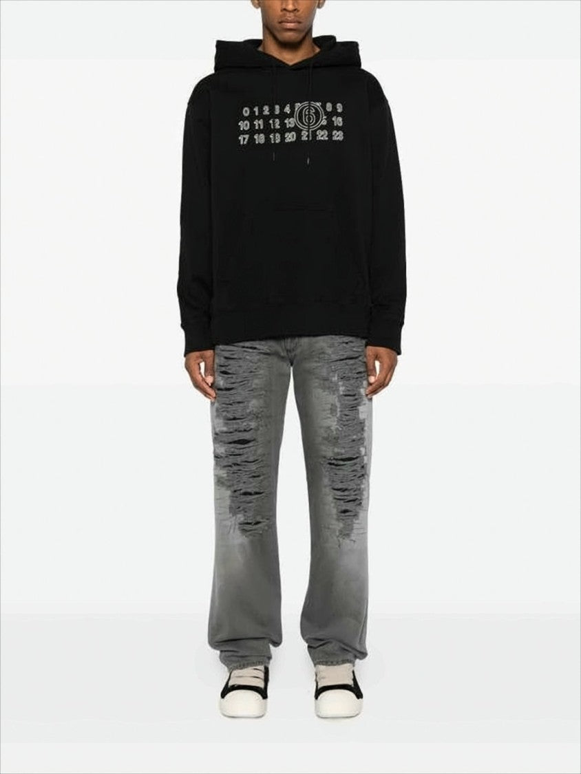 Mm6 By Maison Margiela Black Hoodie With Numeric Graphic