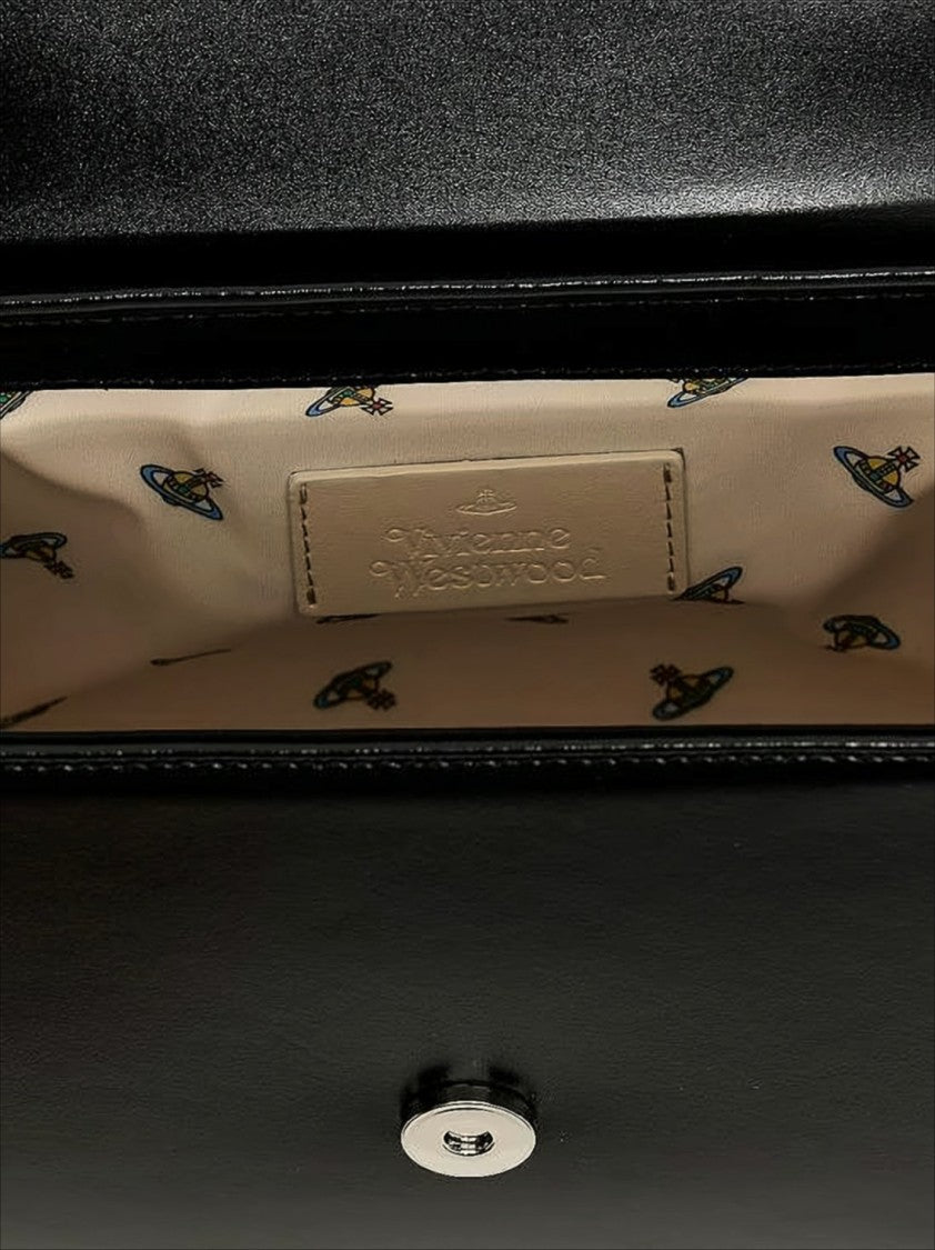 Vivienne Westwood Rectangular Leather Crossbody Bag With Metallic Emblem