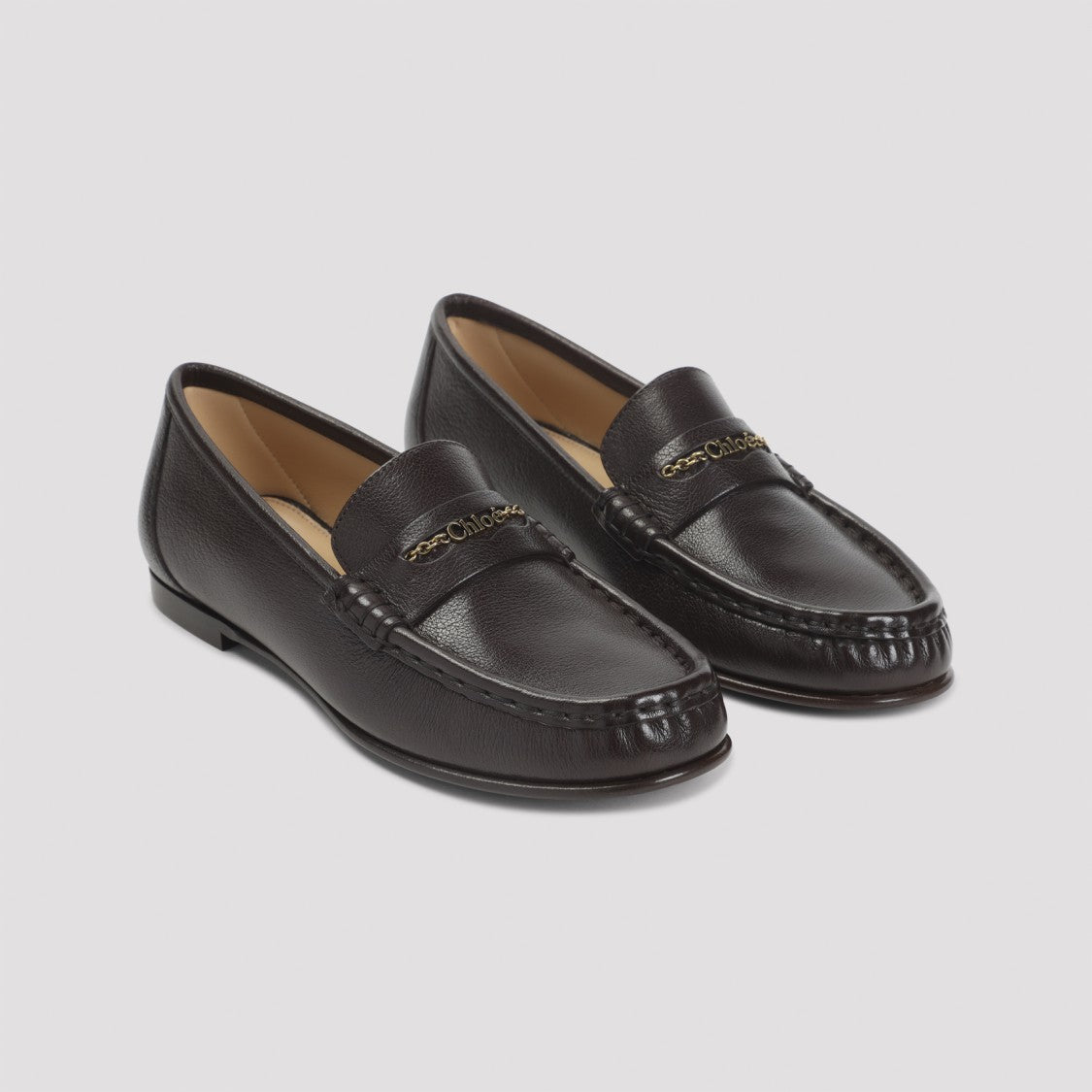 Chloé Black Smooth Leather Loafers