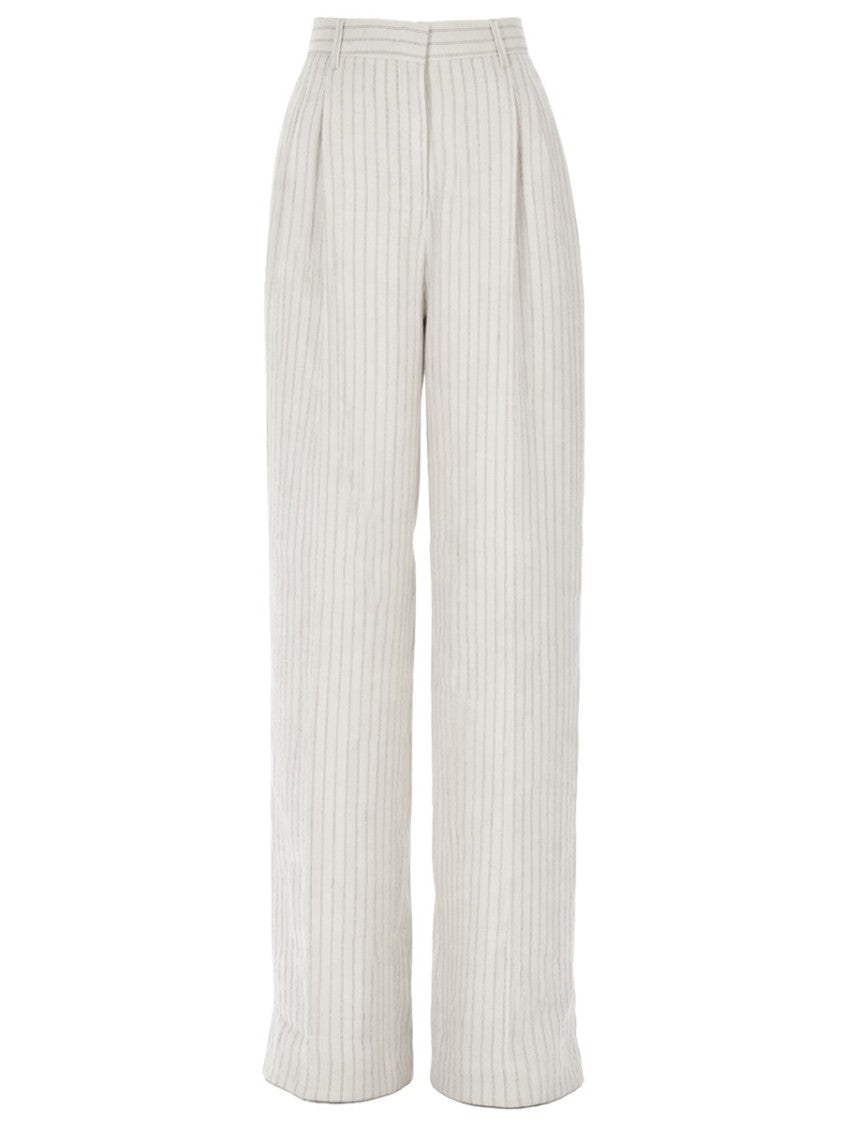 Max Mara Straight-Leg Tailored Pants With Vertical Pinstripes
