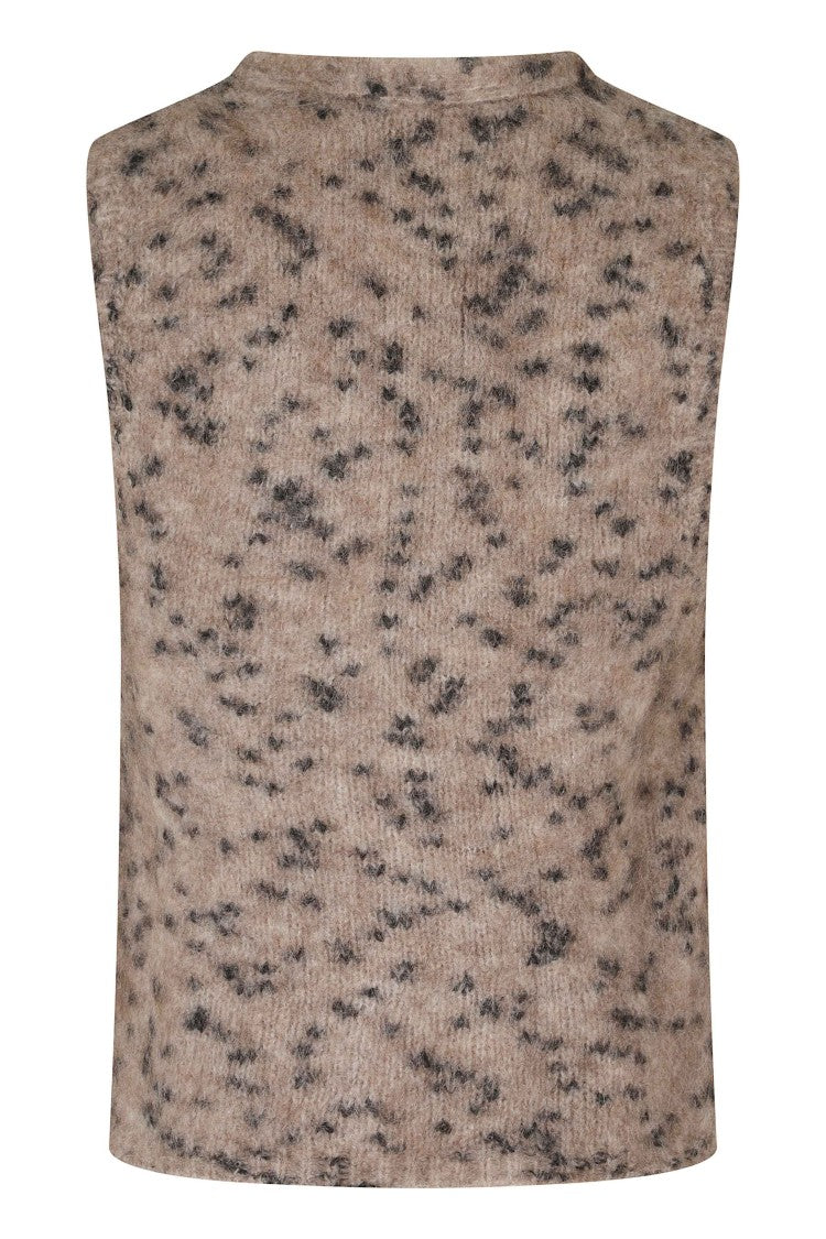 Alysi Brown Sprinkle Knit V-Neck Virgin Wool-Blend Vest