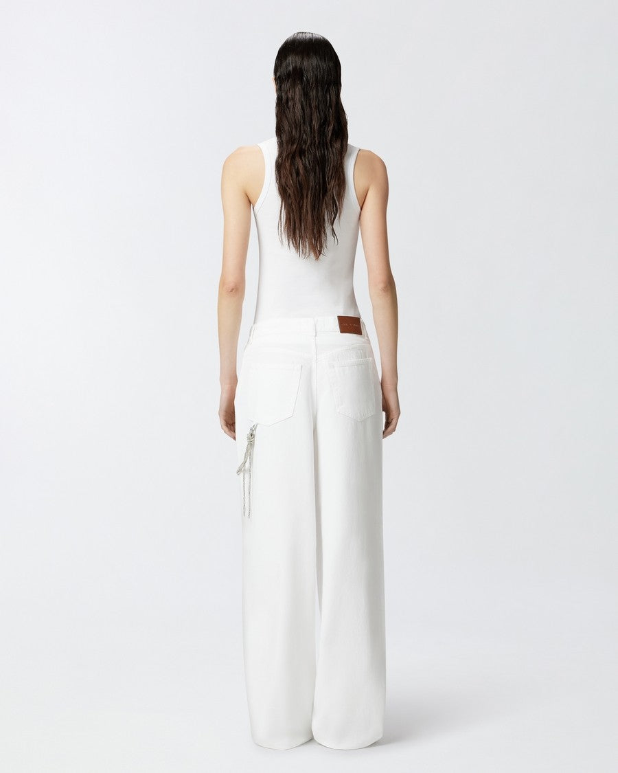 Pinko White Lauryn Cotton Wide-Leg Jeans