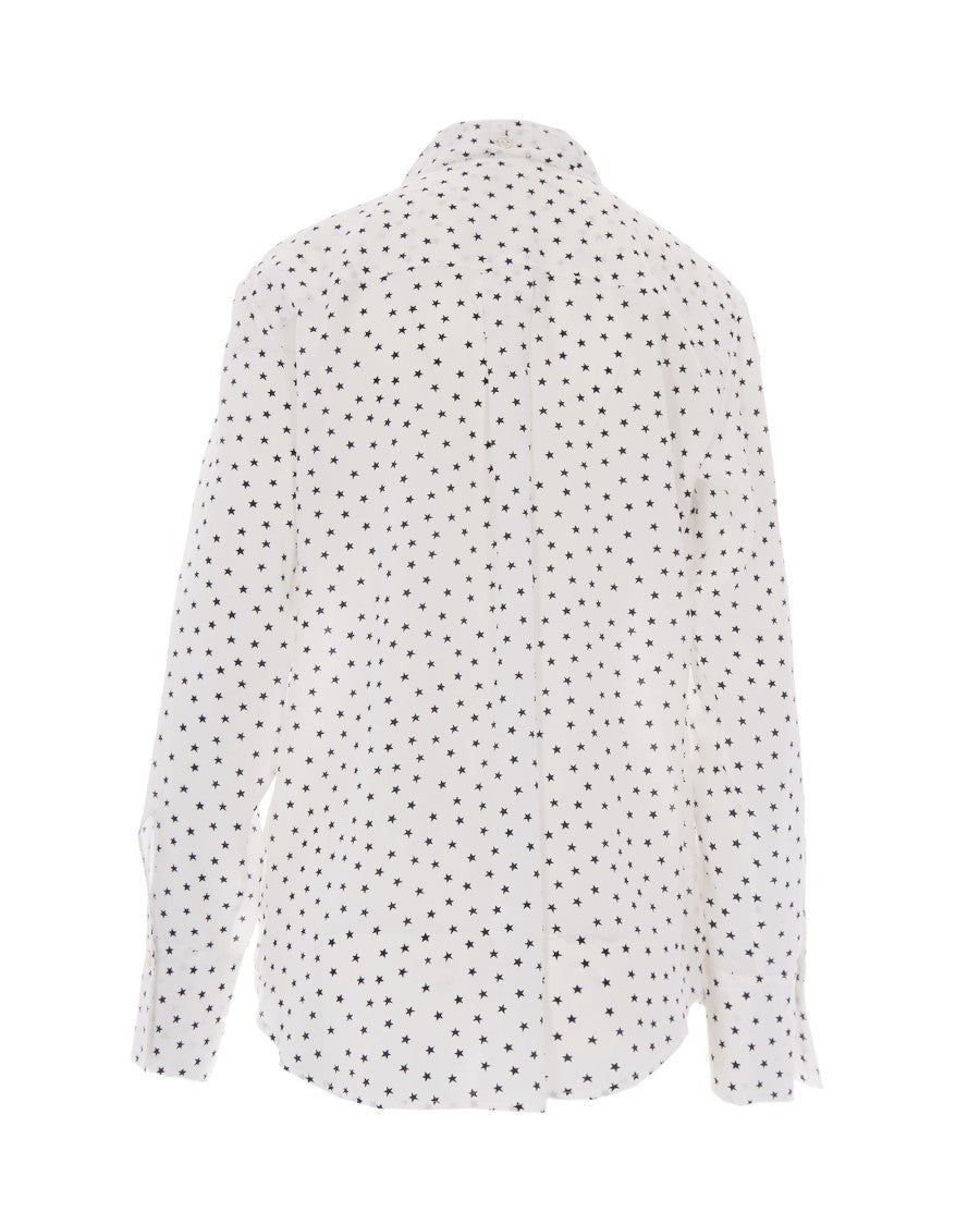 P.A.R.O.S.H. Cream Bow Neck Silk Shirt