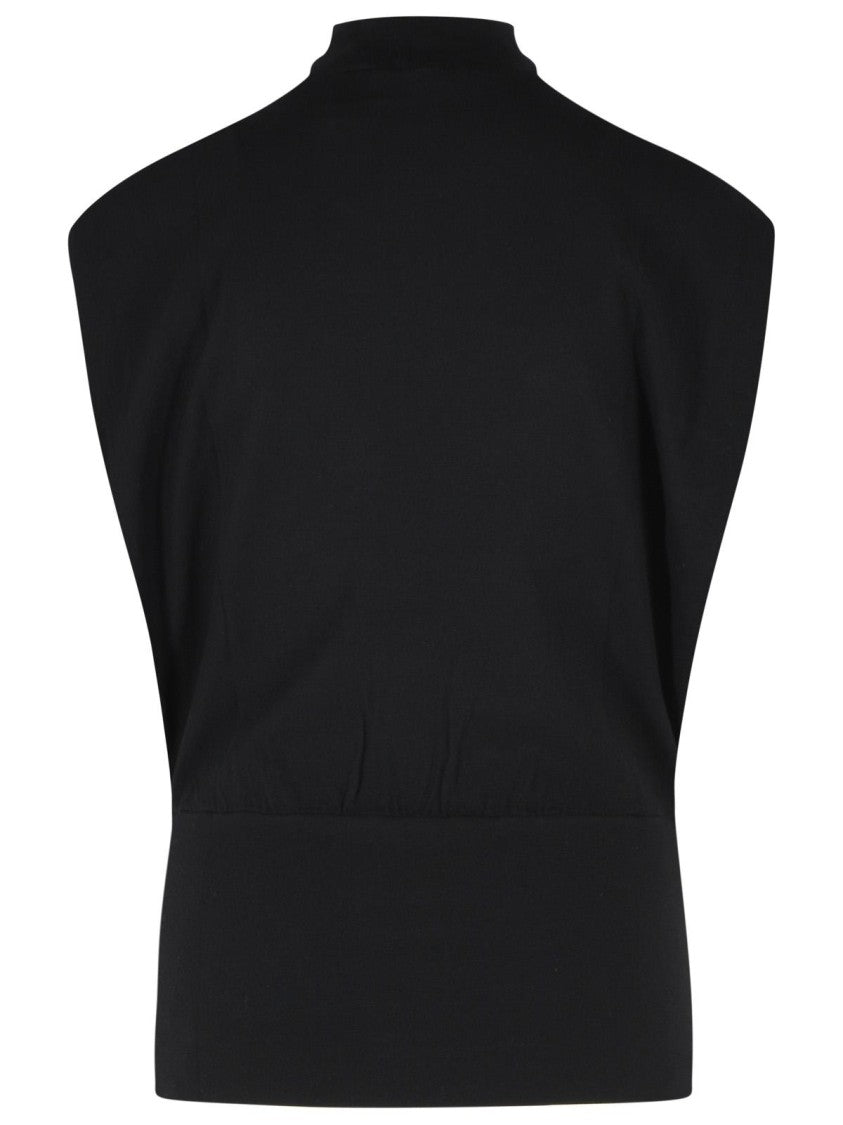 Simkhai Sleeveless Black Viscose Blend Top With Raised Neckline