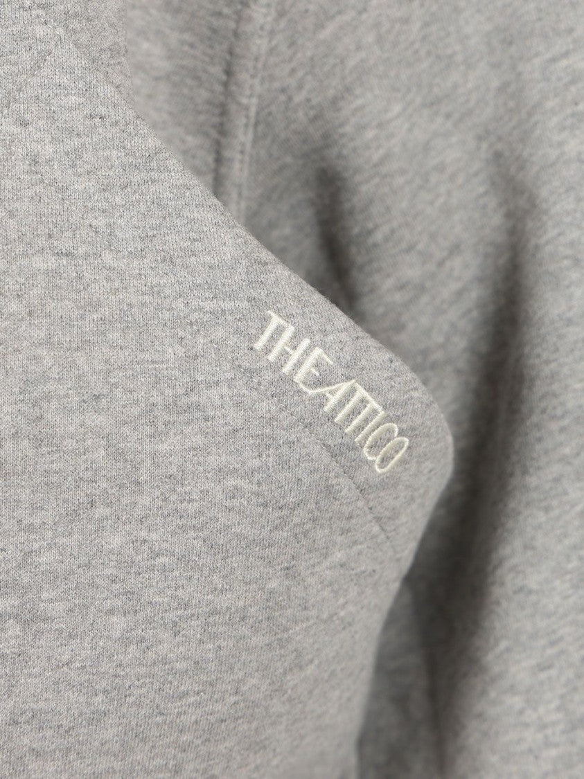 The Attico Black Cropped Hooded Zip-Up Sweatshirt