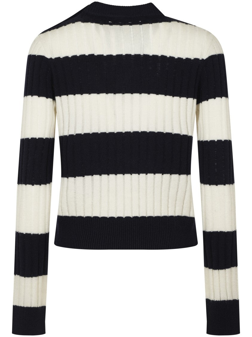 Max Mara Ribbed Texture Top With Contrasting Stripes