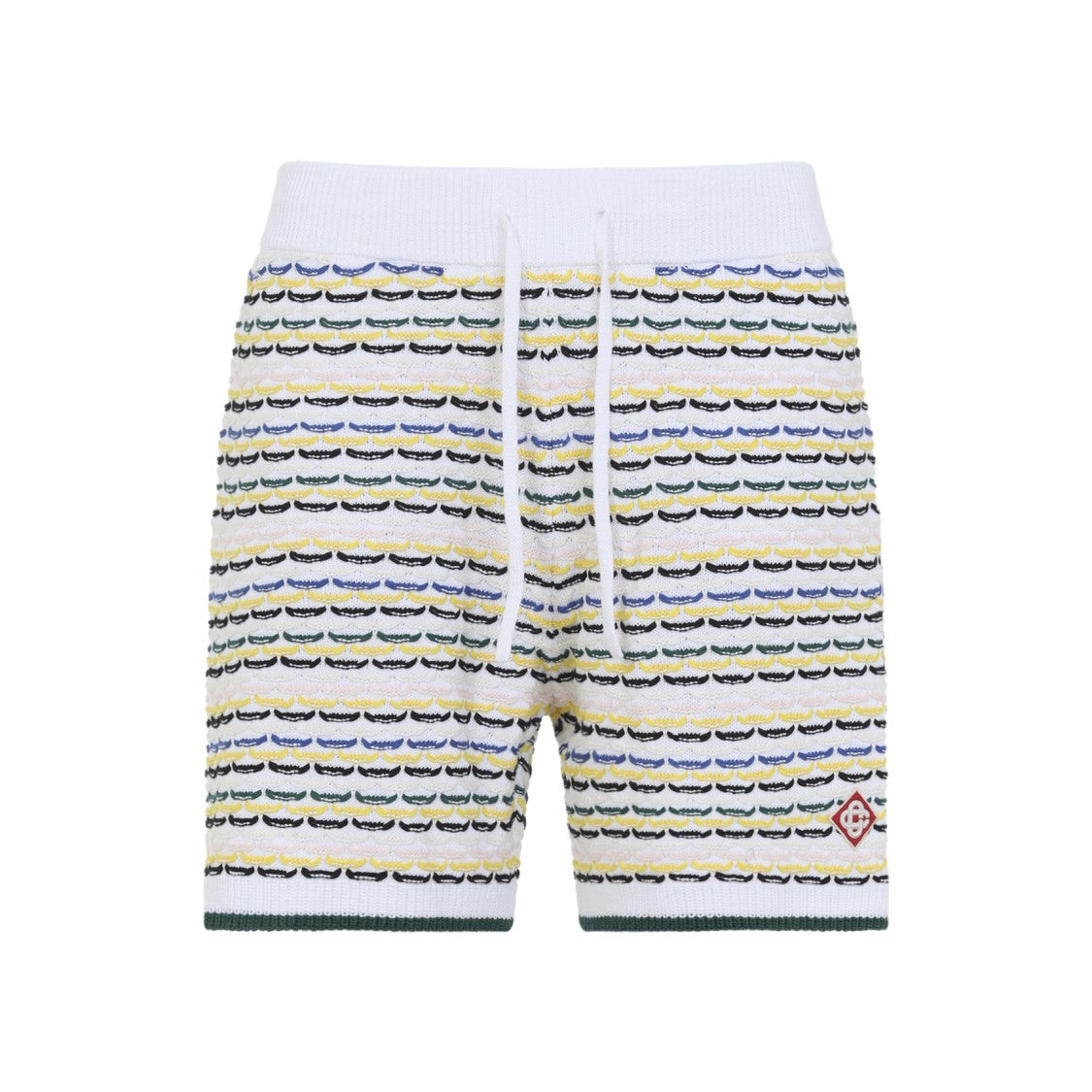 Casablanca Tuck Stitch White Cotton Bermuda