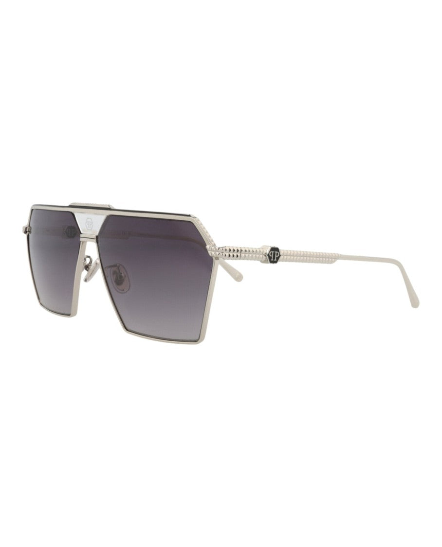 Philipp Plein Aviator-Frame Metal Sunglasses With Geometric Hexagonal Lenses