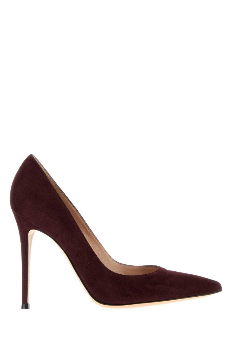 Gianvito Rossi Aubergine Suede Pumps With Pointed Toe