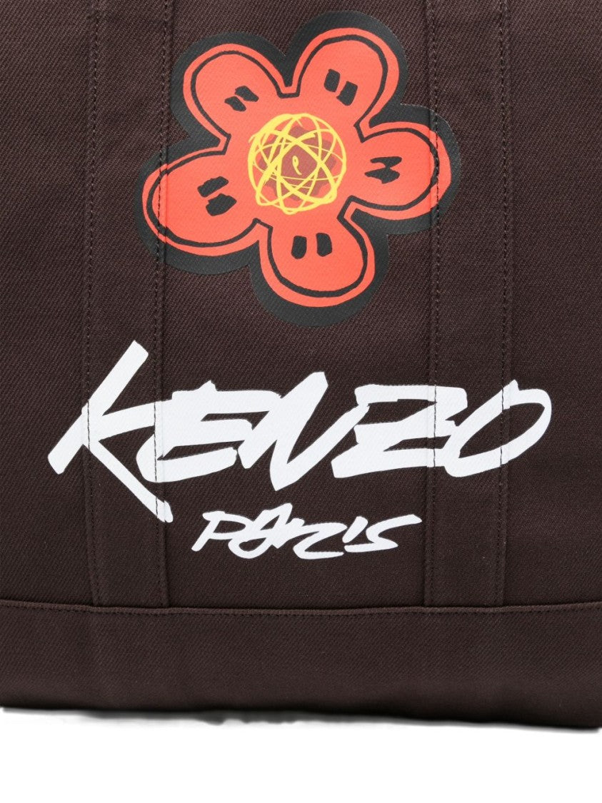 Kenzo Cotton Shopper Bag With Bold Graphics
